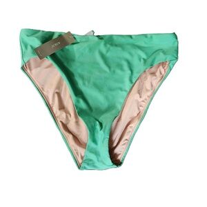 J Crew Green High Rise Bikini Bottom Medium NWT
